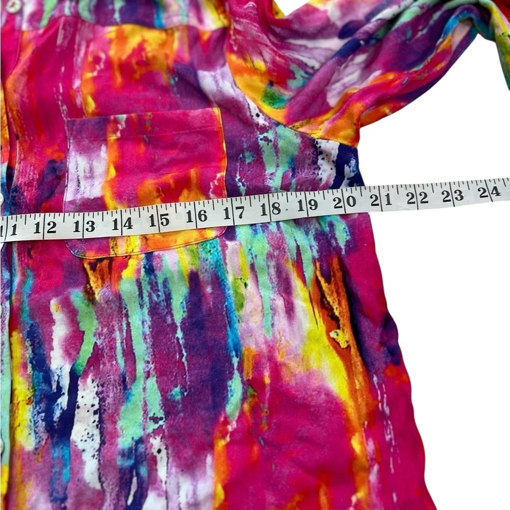 Soft Surroundings PM Festiva Embellished Vibrant Button Front Top Blouse Tunic - Picture 8 of 15